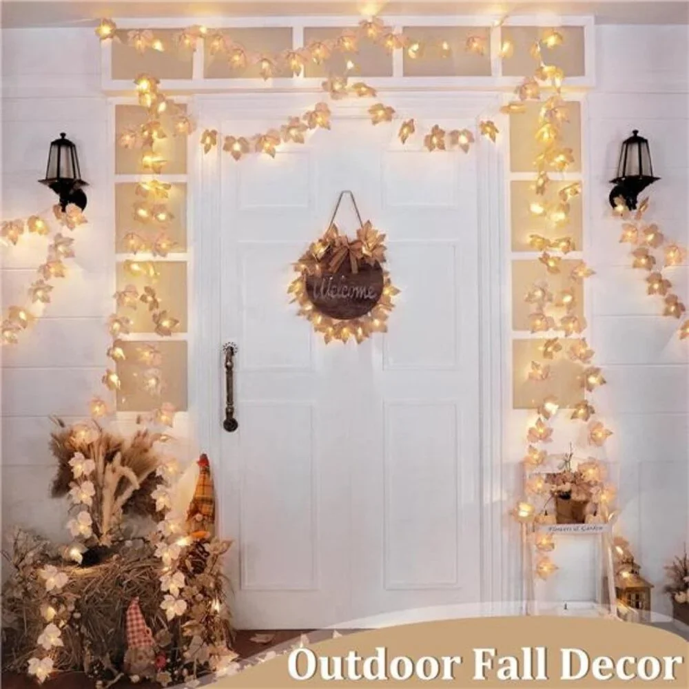 6 Pack & 120 LED Lights, Fall Garland Fall Decorations for Home, Total 39Ft